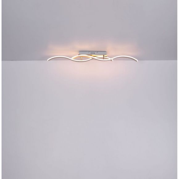 Smart Home LED Deckenleuchte mit CCT-Lichtfarbsteuerung & Fernbedienung matt länglich 2 Arme geschwungen CCT APP kompatibel mit Google-Home und Alexa Deckenlampe weiß