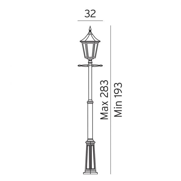 1-flammiger Laternenmast in 2 Farben - Höhe maximal 283cm