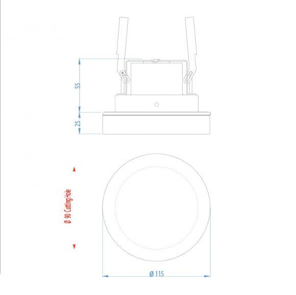 230V Badezimmer-Einbaustrahler IP65, aus Klarglas - rund