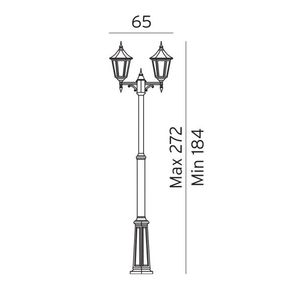 2-flammiger Laternenmast in 2 Farben - Höhe maximal 272cm