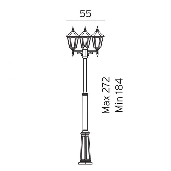 3-flammiger Laternenmast in 2 Farben - Höhe maximal 272cm