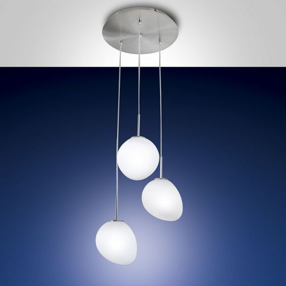 3-flg. LED-Pendelleuchte Evo mit weißem Glas - dimmbar