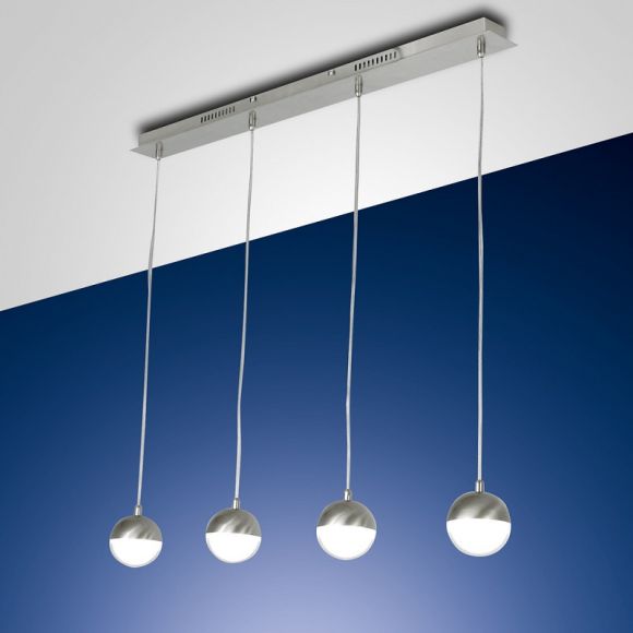 4-flg LED-Pendelleuchte in Nickel mit Acrylglas weiß, dimmbar
