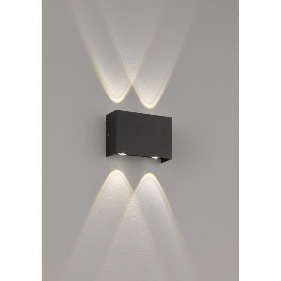 Up and Downlight LED Wandleuchte Gartenleuchte rechteckige 6-flammige Außenwandlampe schwarz IP54 17 x 8 cm