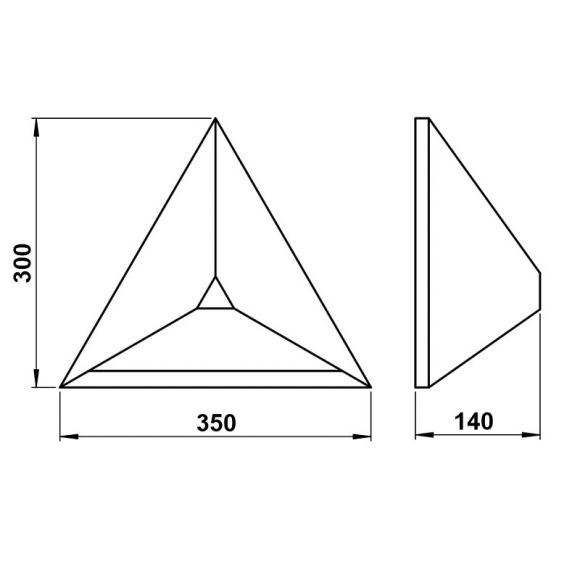 Außen-Wandleuchte in Dreiecksform mit Opalglas, schwarz