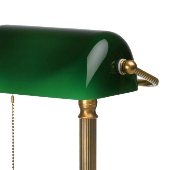 Bankerslamp aus Berliner Messing mit grünem Glas 42cm hoch
