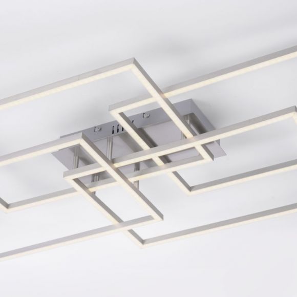 CCT-LED Deckenleuchte mit 4 dimmbaren LED Rechtecken inkl. Fernbedienung 95  x 51cm silber | WOHNLICHT | Deckenlampen