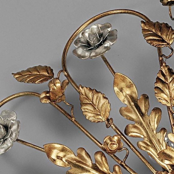 Deckenleuchte im florentinischen Stil - Handgefertigt in Italien - Eisen - Blattgold - und silber - 5-flammig