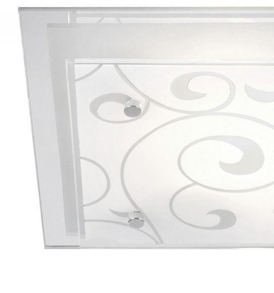 eckige Deckenleuchte aus Glas satiniert quadratisch 2-flammige Deckenlampe klar