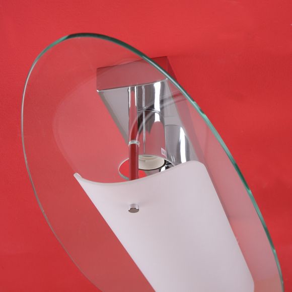 Deckenleuchte, Chrom, Glas satiniert/klar, Breite 80cm, modern