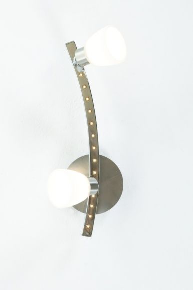 Deckenstrahler, 2-flammig, silberfarbig, Glas, LED Lichtpunkte, L 38cm