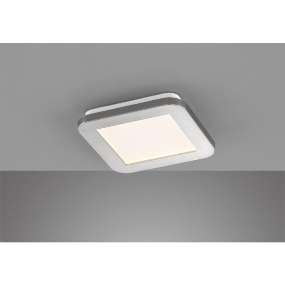 dimmbare LED Deckenleuchte quadratische Badezimmerleuchte Deckenlampe weiß nickel 17 cm IP44