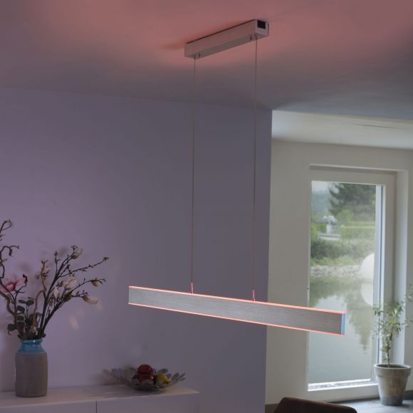 dimmbare Smart Home höhenverstellbare eckige LED Pendelleuchte Q-ADRIANA mit Fernbedienung  matt 2-flammige Hängelampe aluminium Q®-Leuchte ZigBee