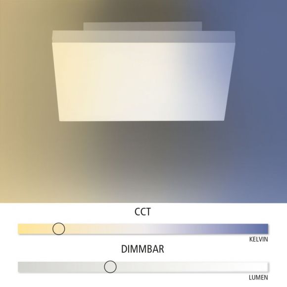 Dimmbares LED Deckenpanel mit CCT, 17W, 30x30cm, inkl. Fernbedienung