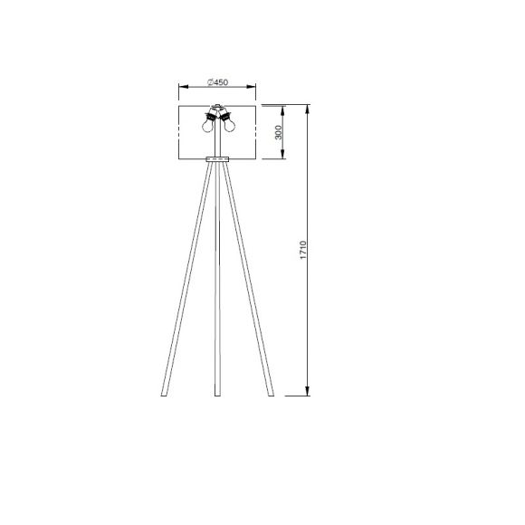 Dreibein Stehleuchte Oak, Tripod. Stativleuchte