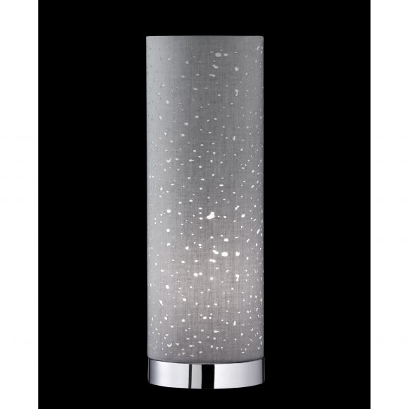 E14 Tischleuchte mit Stoffschirm und Sternenhimmel-Optik Säulen Tischlampe grau mit Schalter ø 10 cm 25 cm