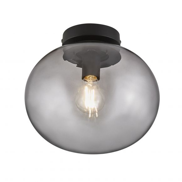 E27 Deckenleuchte aus Glas skandinavische  Deckenlampe rauchfarben und Schwarz ø 275 cm