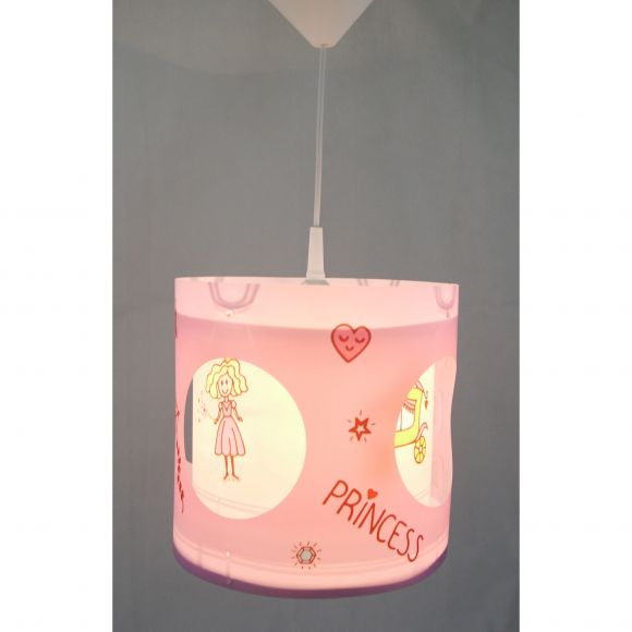 E27 Dreh-Pendelleuchte Kinderleuchte runde Hängelampe rosa 25 x 27 cm Prinzessin