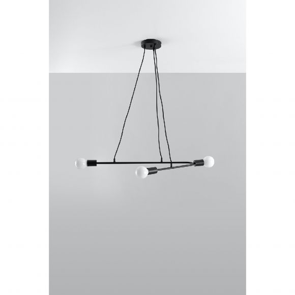 E27 Sputnik Pendelleuchte aus Stahl 6-flammige Hängelampe für Filament Leuchtmittel schwarz 80 x 40 x 100 cm