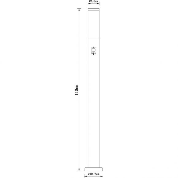 E27 Sockelleuchte 110 cm hoch Wegeleuchte mit Bewegungsmelder und LED Leucht mittel aus Edelstahl opal Außenleuchte ø 13.1 cm IP44 warmweiß