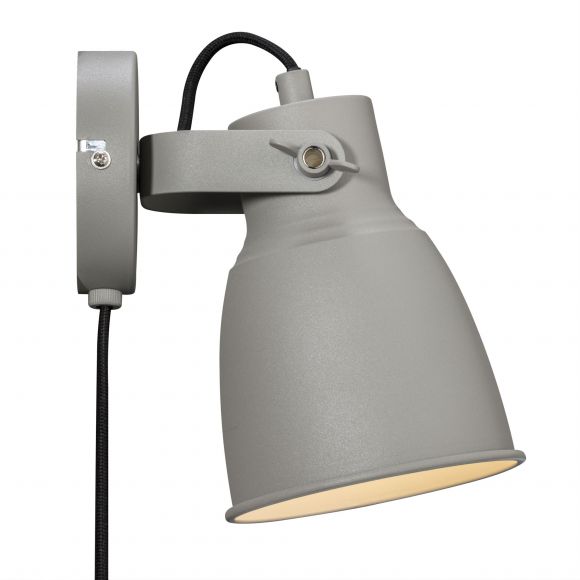 E27 Wandleuchte Industrial-Style und skandinavische  Wandlampe Grau mit Schalter ø 125 cm