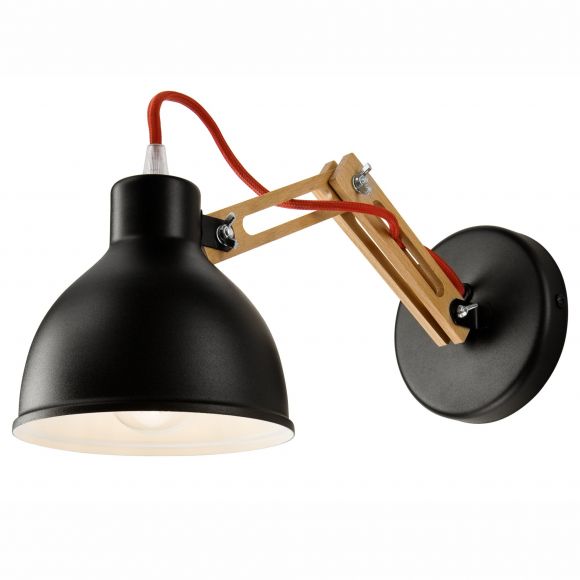 E27 Wandleuchte Strahler mit beweglichen Holzgestell skandinavische Wandlampe weiß 35 x 25 cm
