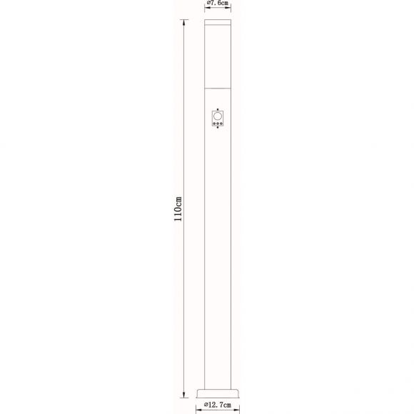 E27 Wegeleuchte 110 cm Sockelleuchte mit Bewegungsmelder für Außen/Garten aus Edelstahl opal Außenleuchte ø 12.7 cm