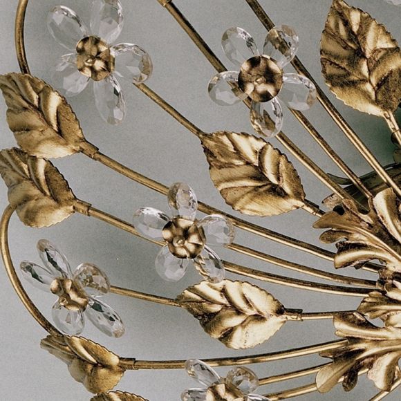 Florentiner Deckenleuchte, Blattgold - handgefertigte Glasblumen
