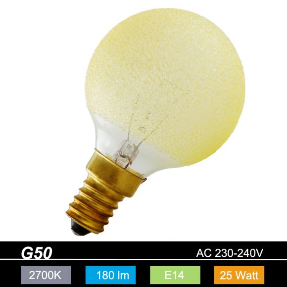 G50 Globe E14 Eiskristall bernstein 25 Watt im 10er Set