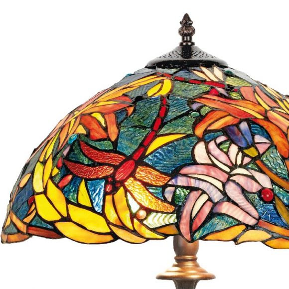handgefertigte Hockerleuchte im Tiffany-Stil, stimmungsvolle Farben, Höhe 60cm