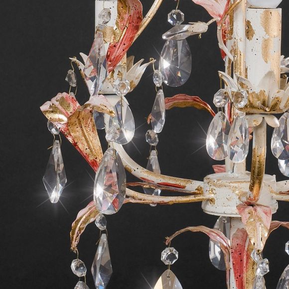 Hochwertige Tischleuchte im Florentiner Stil - Handarbeit aus Italien - Bleikristallbehang