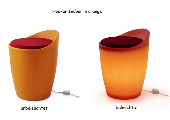 Hocker OTTO beleuchtet für Indoor, in orange oder rot