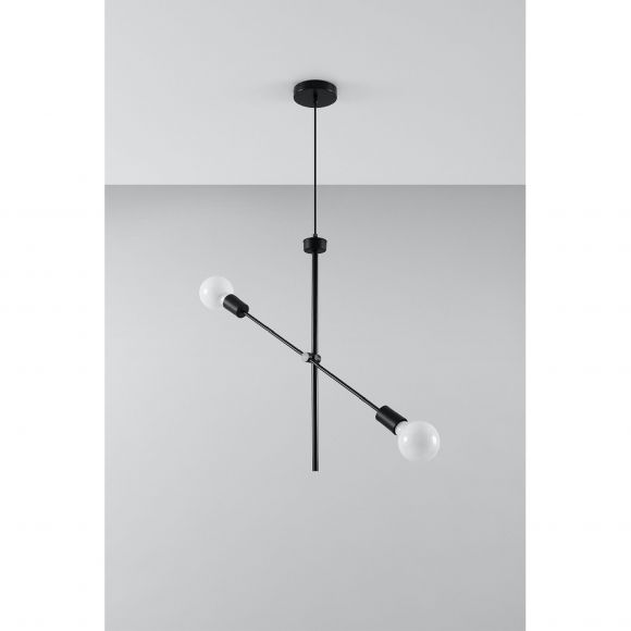 Sputnik E27 Pendelleuchte aus Stahl 6-flammige Hängelampe schwarz 50 x 50 x 100 cm
