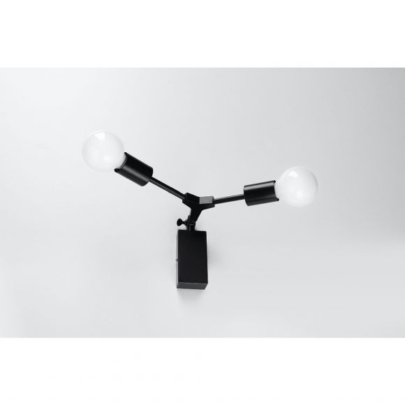 Industrial-Style E27 Wandleuchte 2-flammige Glühbirnen Wandlampe schwarz 40 x 20 x 20 cm