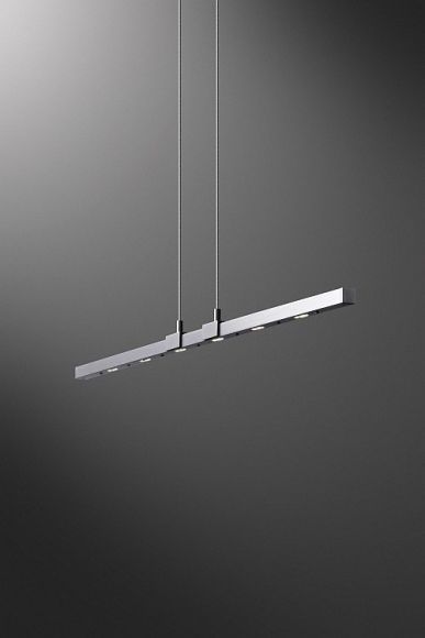 Innovative Technik mit  höhenverstellbare LED Pendellampe in Nickel-matt - Länge 71cm