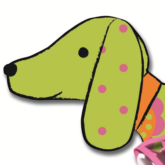 Kinderleuchte, Hund grün mit Blümchen, 3 bewegliche Spots