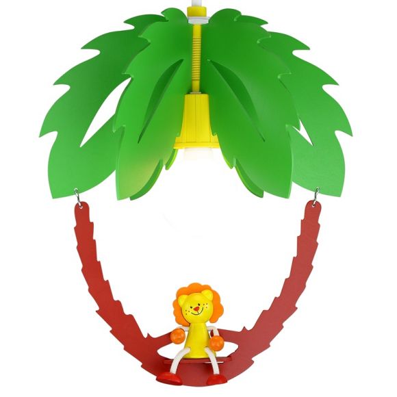 Kinderzimmer-Pendelleuchte mit Palme, Schaukel und süßem Löwen