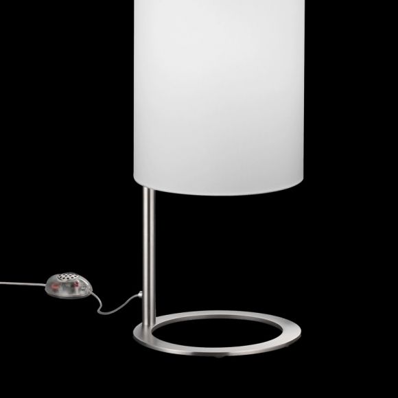 Knapstein hochwertige Stoffschirm Tischlampe mit Tastdimmer