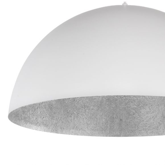 Kuppel-Pendelleuchte Tuba  -  Ø 35cm -Weiß/Silber