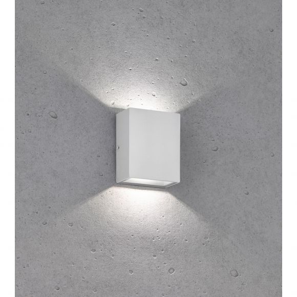 LED Up and Downlight Wandleuchte Gartenleuchte 2-flammige Außenwandlampe silber IP54 7 x 8,8 cm