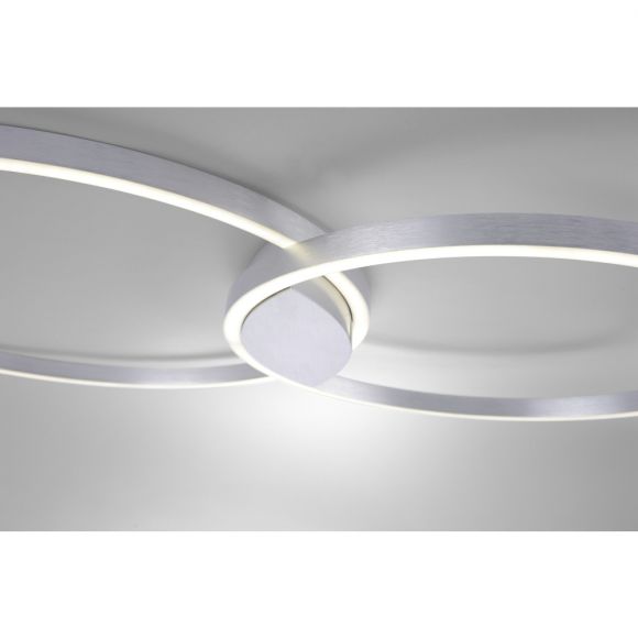 LED Deckenleuchte Q-KATE Ringe, aluminium, Fernbedienung, Smart Home, 96,4cm