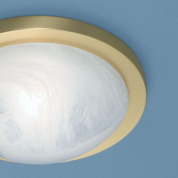 LED Deckenleuchte, D 41cm, Messing-matt, Alabasterglas, inkl. 2x LED 13W