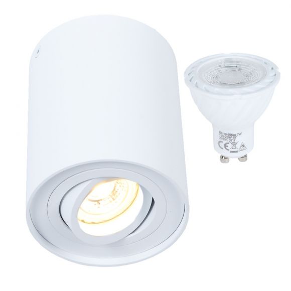 LED Deckenstrahler, Downlight, Aluminium Weiß, verstellbar, rund