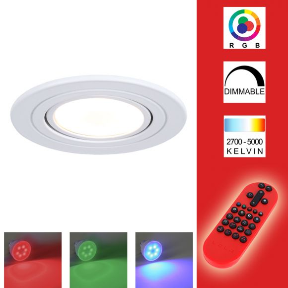 LED Einbauleuchte, weiß, rund, inkl. Fernbedienung, 1er-Set, LED RGB