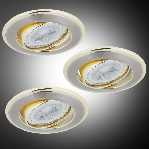 LED Einbaustrahler, 3er Set, gold, rund, inkl. LED 5W GU10