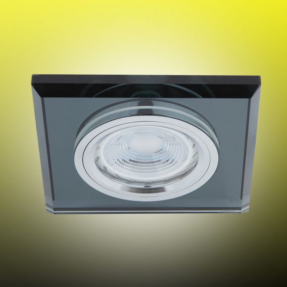 LED Einbaustrahler, Glas schwarz, eckig, 1er Set, inkl. LED dimmbar