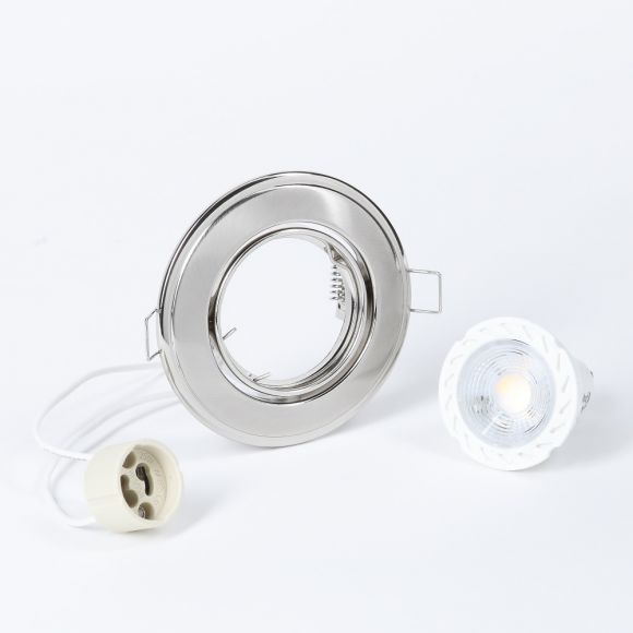 LED Einbaustrahler, Nickel, rund, Schwenkbar, inkl. GU10 5W