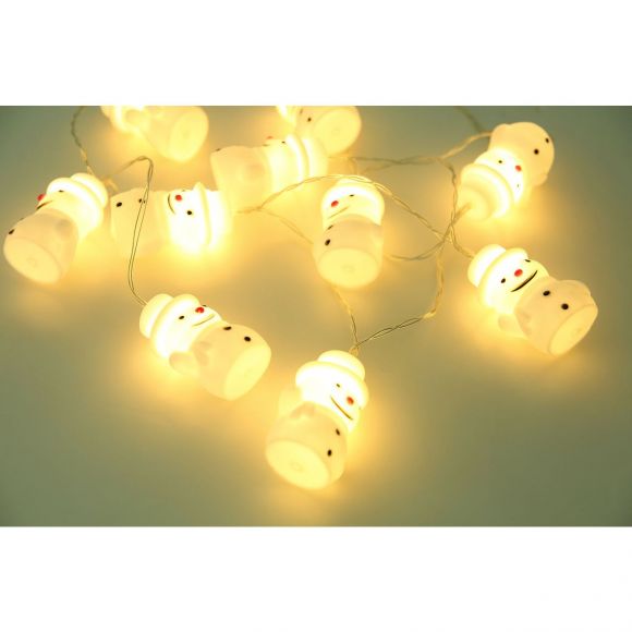 LED Lichterkette mit Schneemänner Abstand zw. 15cm Zuleitung 30cm Schalter
