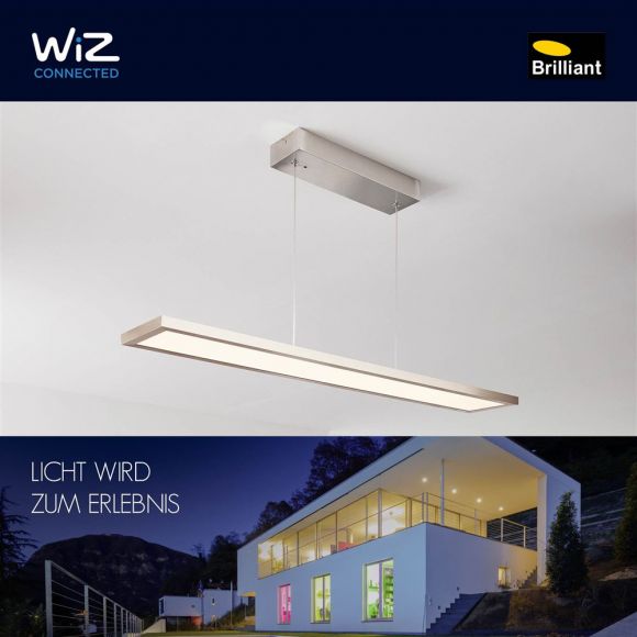 LED Pendelleuchte, L 90 cm, Smart Home, Lichtfarbe steuerbar, nickel