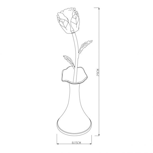 LED Tischleuchte aus Acryl Vase mit Rose Tischlampe Chrom ø 82 cm